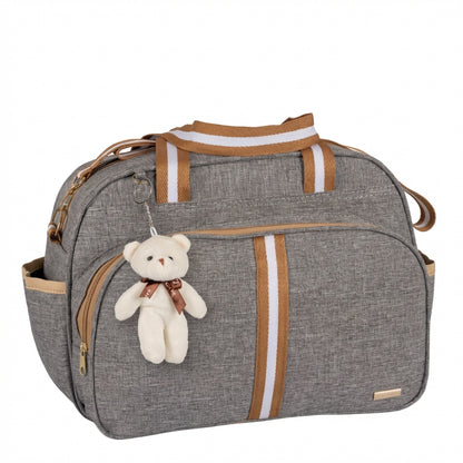 Bolsa Maternidade Com Chaveiro cinza com marrom