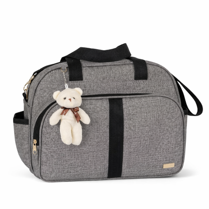 Bolsa Maternidade cinza com preto Com Chaveiro