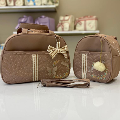 Bolsa Maternidade com laço marrom