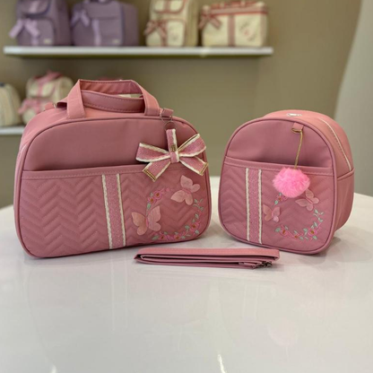 Bolsa Maternidade com laço rosa 