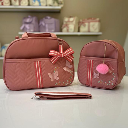 Bolsa Maternidade com laço rose