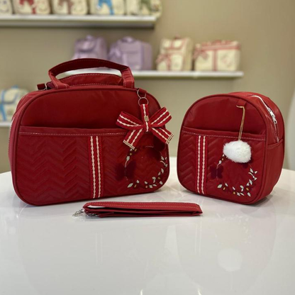 Bolsa Maternidade com laço vermelho