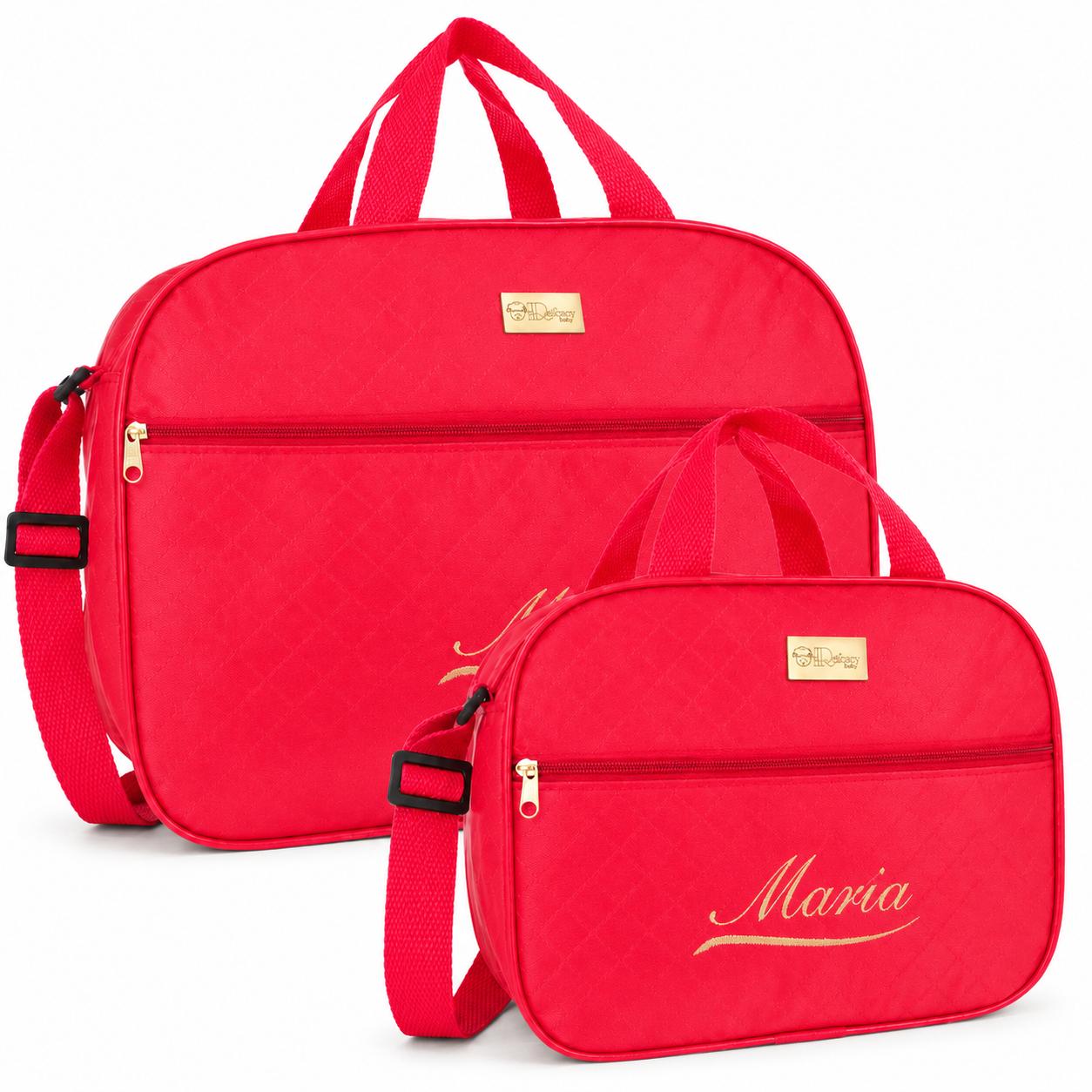 Kit Bolsa Maternidade Personalizada com Nome do Bebê - 2 Peças Impermeável