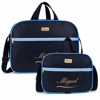 Kit Bolsa Maternidade Personalizada com Nome do Bebê - 2 Peças Impermeável