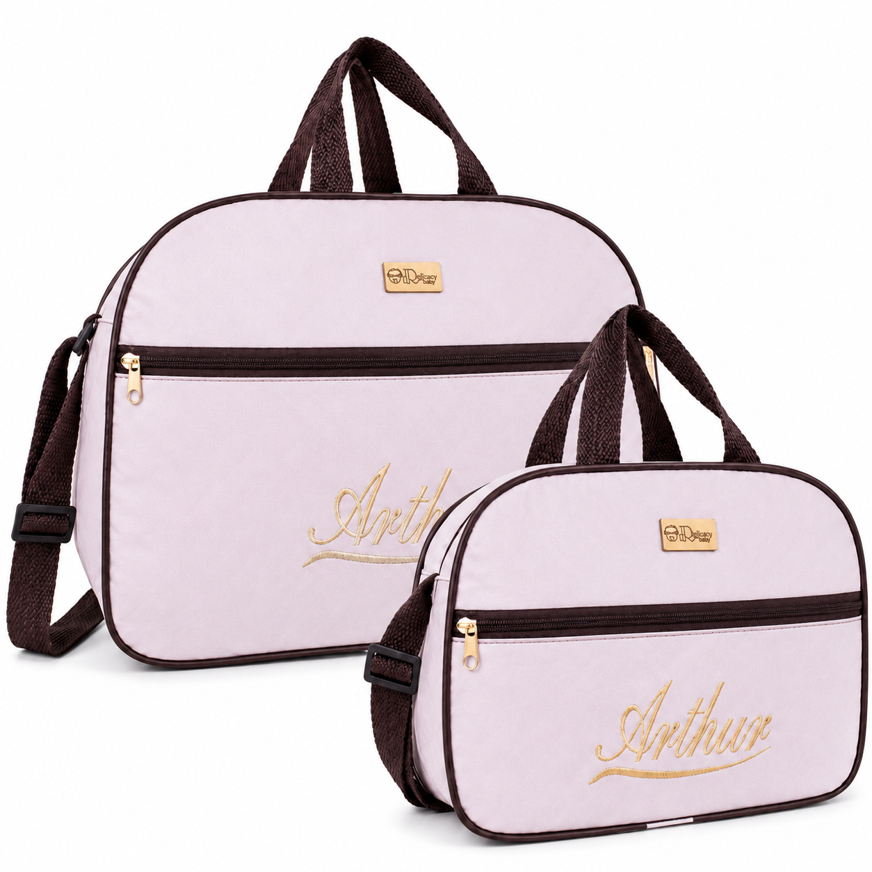 Kit Bolsa Maternidade Personalizada com Nome do Bebê - 2 Peças Impermeável
