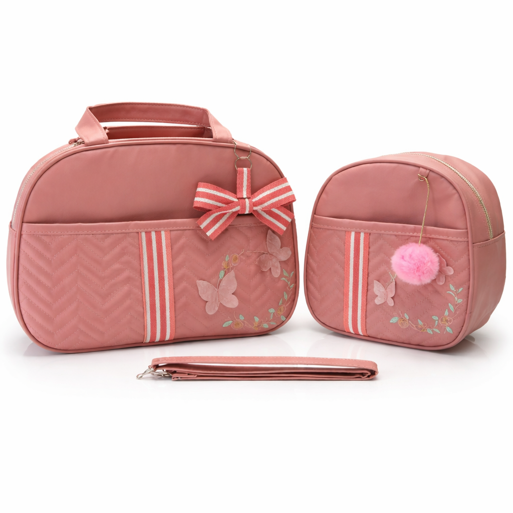 Kit Bolsa Maternidade Borboleta Rosa
