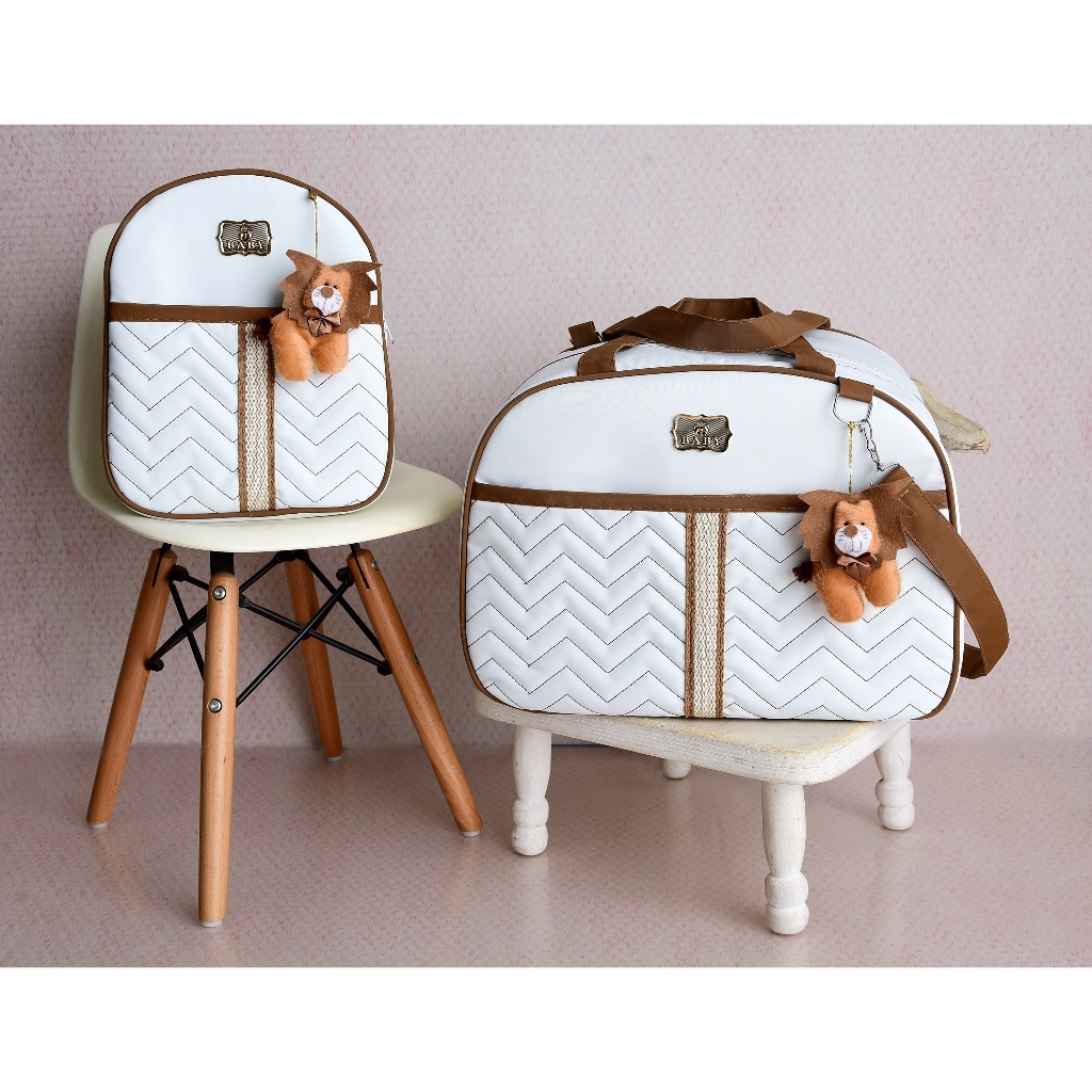 Kit Bolsa Maternidade e Mochila branca