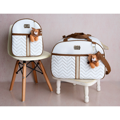 Kit Bolsa Maternidade e Mochila branca