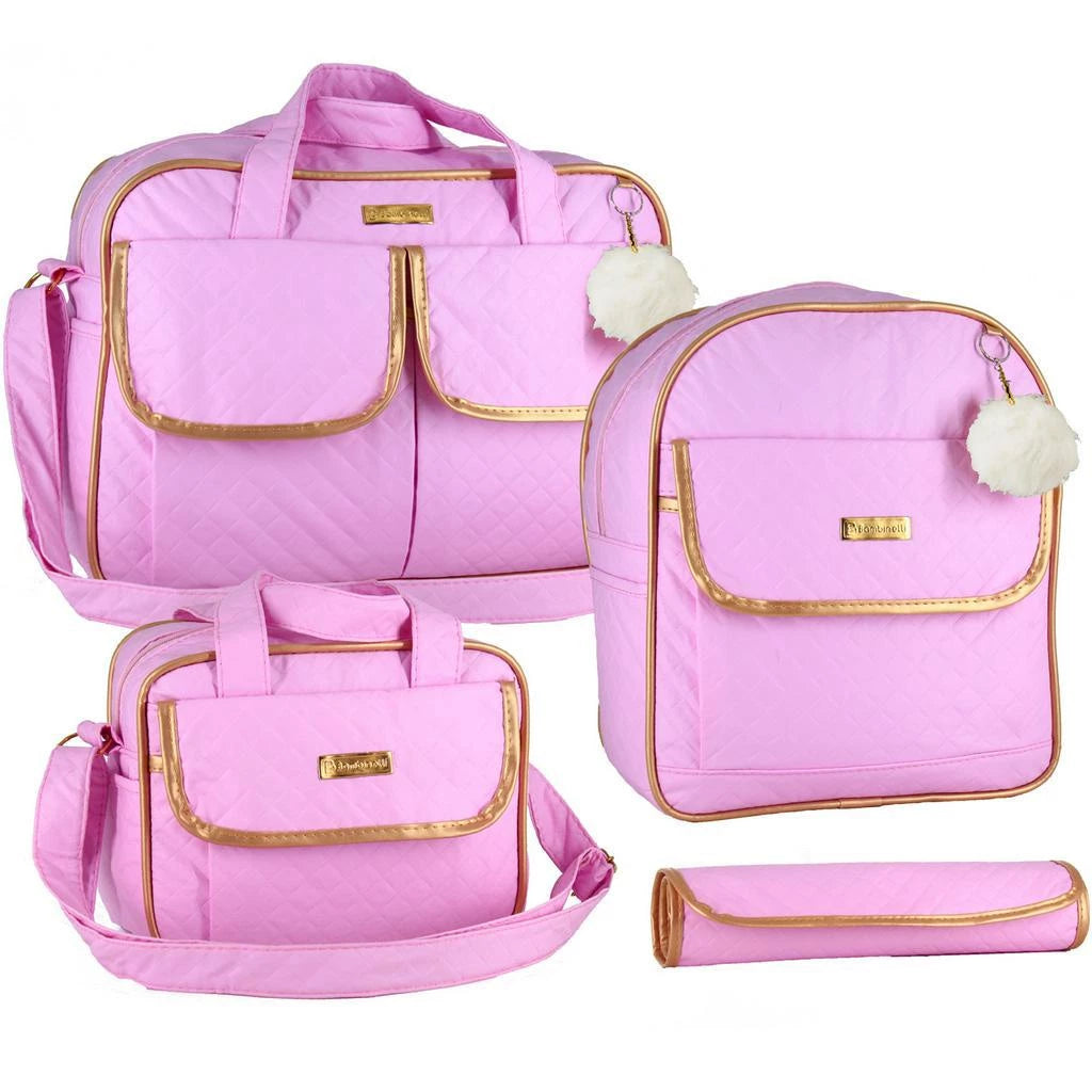 Kit Bolsa Maternidade preto 2 pecas rosa