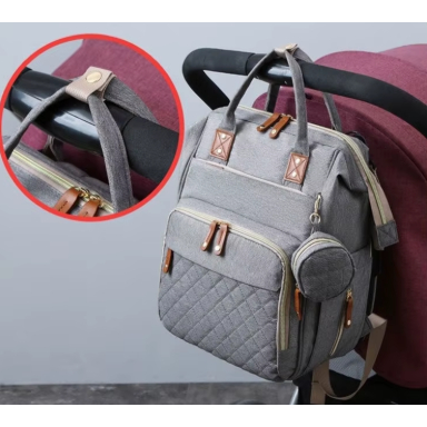 Mochila Maternidade Impermeável Cinza Claro