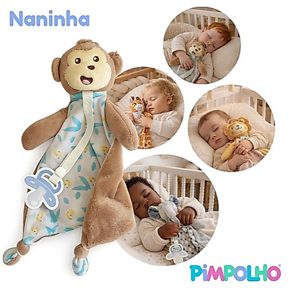 Naninha Com Prendedor De Chupeta Menino E Menina Pimpolho Macaquinho Leão Girafa Elefante