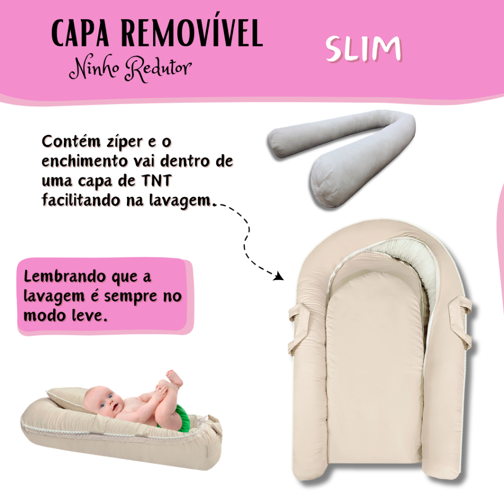 Ninho Redutor de Berço Com Zíper, Regulagem - Várias Cores Menina Menino