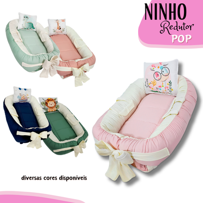 Ninho Redutor de Berço Estampado Com Zíper e Laço Ajustável