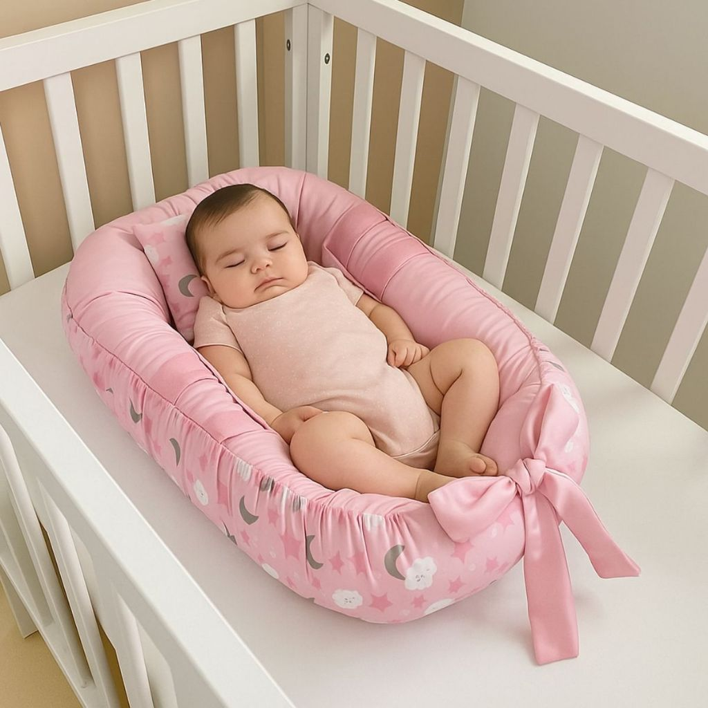 Ninho Redutor de Berço Para Bebe Menina Menino Enxoval Rosa Azul com Almofada Anatômica