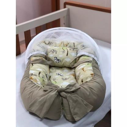 Ninho Redutor de Berço com Mosquiteiro e Travesseiro – Conforto e Segurança para Bebê