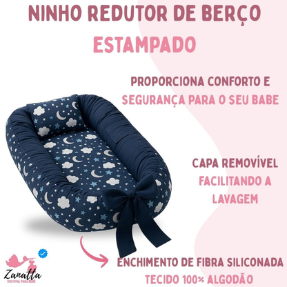 Ninho Redutor de Berço Menina Menino Bebe Enxoval Almofada Grande Rosa Azul Safari