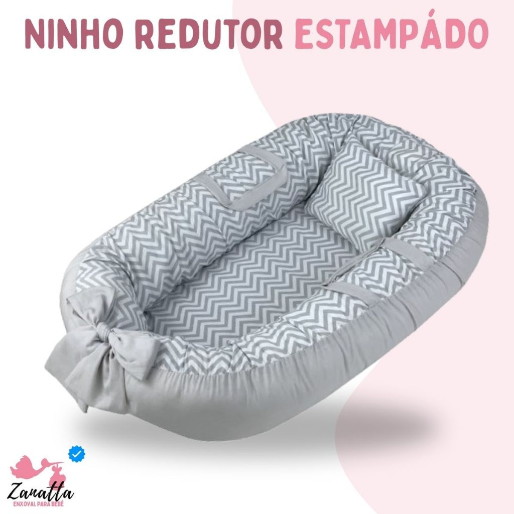 Ninho Redutor Berço Portátil com Almofada Enxoval Bebe Recém Nascido Menina Menino Safari Rosa Azul