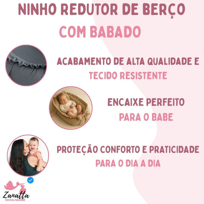 Ninho Redutor de Berço Menino Travesseiro Anatômico Enxoval Bebe Azul Marinho