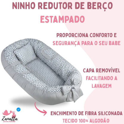 Ninho Redutor Berço Portátil com Almofada Enxoval Bebe Recém Nascido Menina Menino Safari Rosa Azul