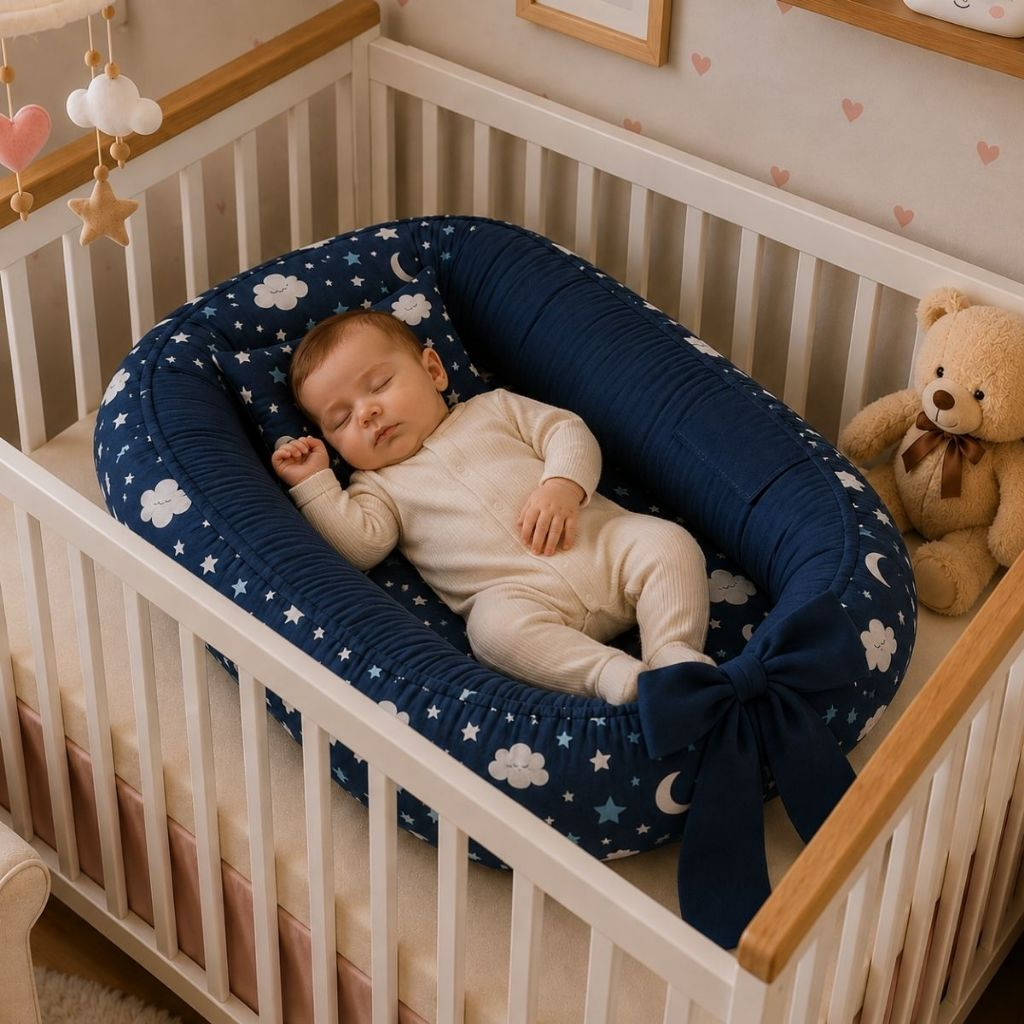 Ninho Redutor de Berço Menina Menino Bebe Enxoval Almofada Grande Rosa Azul Safari