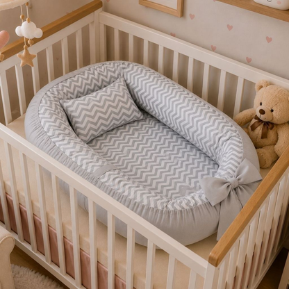 Ninho Redutor Berço Portátil com Almofada Enxoval Bebe Recém Nascido Menina Menino Safari Rosa Azul