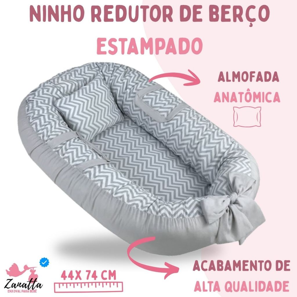 Ninho Redutor Berço Portátil com Almofada Enxoval Bebe Recém Nascido Menina Menino Safari Rosa Azul
