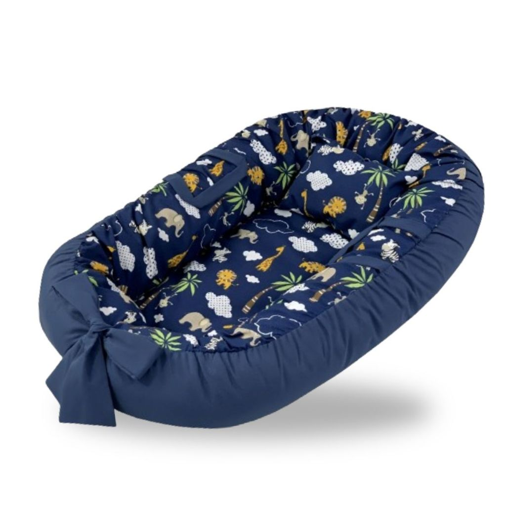 Ninho Redutor Berço Portátil com Almofada Enxoval Bebe Recém Nascido Menina Menino Safari Rosa Azul