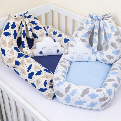 Kit Ninho Redutor Quadrado De Berço + Almofada Amamentação 3 Peças Menino Menina