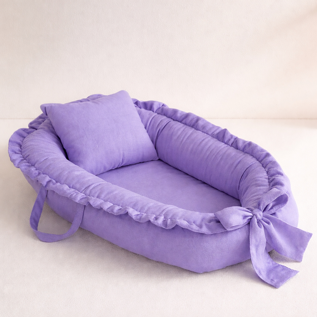 Ninho Redutor de Berço Travesseiro Anatômico Quarto Enxoval Bebe Menino Menina Rosa Azul Roxo