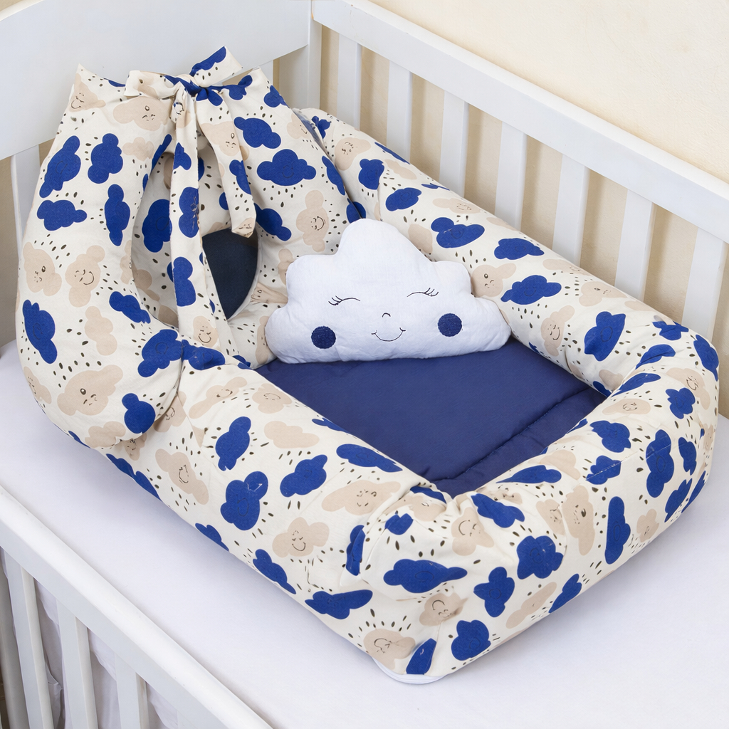 Kit Ninho Redutor Quadrado De Berço + Almofada Amamentação 3 Peças Menino Menina